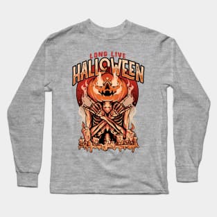 Long Live Halloween - Evil Pumpkin Skull Gift Long Sleeve T-Shirt